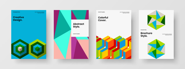 Obraz premium Premium geometric shapes poster illustration bundle. Isolated company cover design vector template collection.