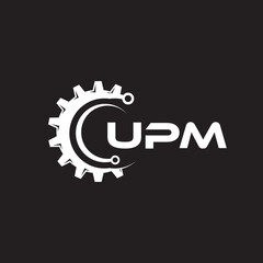 UPM letter technology logo design on black background. UPM creative initials letter IT logo concept. UPM setting shape design.

