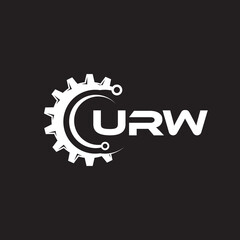 URW letter technology logo design on black background. URW creative initials letter IT logo concept. URW setting shape design.
