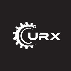 Fototapeta na wymiar URX letter technology logo design on black background. URX creative initials letter IT logo concept. URX setting shape design. 