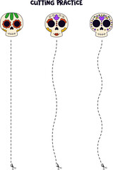 Obraz premium Cutting practice for children with Mexican skulls.