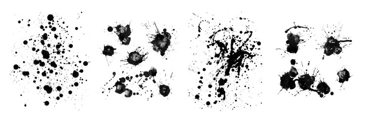 Spots blot ink paint black. Abstract elements for text and design
