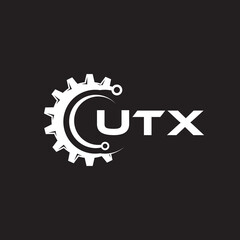 UTX letter technology logo design on black background. UTX creative initials letter IT logo concept. UTX setting shape design.
