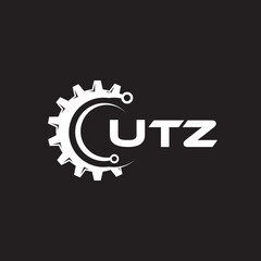 UTZ letter technology logo design on black background. UTZ creative initials letter IT logo concept. UTZ setting shape design.

