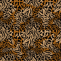 Tiger skin seamless pattern. Surface design for textile, fabric, wallpaper, wrapping, gift wrap, paper, scrapbook and packaging. Vector illustration