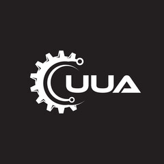 UUA letter technology logo design on black background. UUA creative initials letter IT logo concept. UUA setting shape design.
