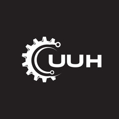 UUH letter technology logo design on black background. UUH creative initials letter IT logo concept. UUH setting shape design.
