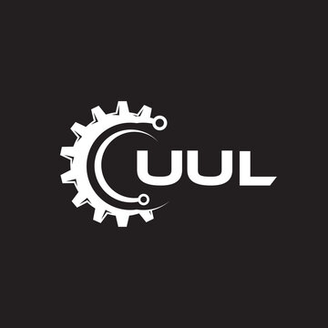 UUL letter technology logo design on black background. UUL creative initials letter IT logo concept. UUL setting shape design.
