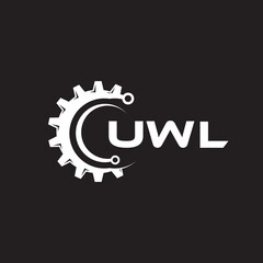 UWL letter technology logo design on black background. UWL creative initials letter IT logo concept. UWL setting shape design.
