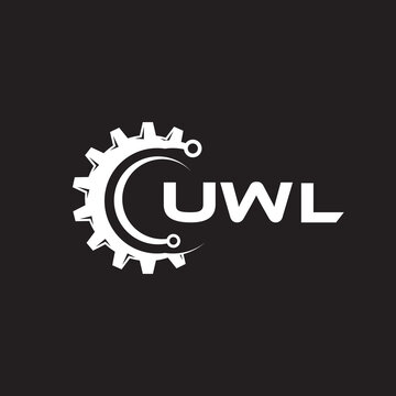 UWL letter technology logo design on black background. UWL creative initials letter IT logo concept. UWL setting shape design.
