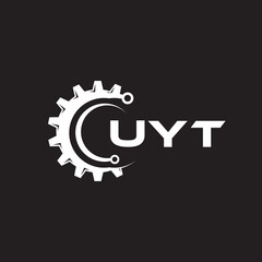 UYT letter technology logo design on black background. UYT creative initials letter IT logo concept. UYT setting shape design.
