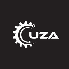 UZA letter technology logo design on black background. UZA creative initials letter IT logo concept. UZA setting shape design.
