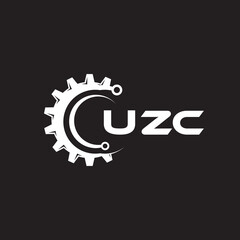UZC letter technology logo design on black background. UZC creative initials letter IT logo concept. UZC setting shape design.

