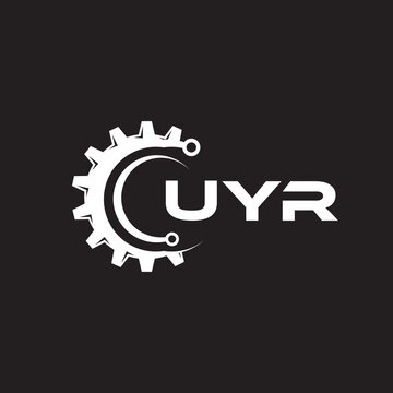 UYR letter technology logo design on black background. UYR creative initials letter IT logo concept. UYR setting shape design.
