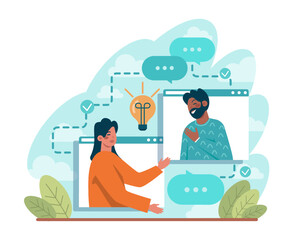 Partnership concept. Collaboration and teamwork. Office characters