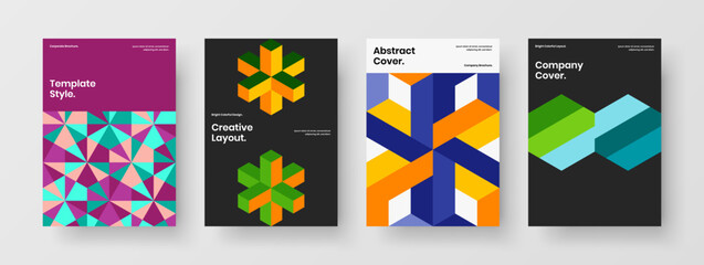 Obraz na płótnie Canvas Original mosaic tiles company cover concept set. Creative corporate brochure design vector illustration bundle.