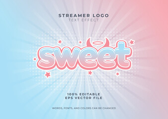 Sweet gradient editable text effect. Gradient pastel text effect template. trendy gamer or streamer logo template.