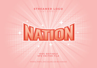 Nation gradient editable text effect. Gradient pastel text effect template. trendy gamer or streamer logo template.