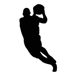 silhouettes of people playing basketball
