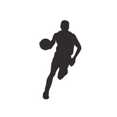 silhouettes of people playing basketball