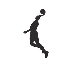 silhouettes of people playing basketball