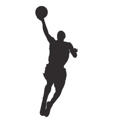 silhouettes of people playing basketball
