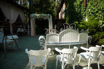 Wedding ceremony. wedding arch, decorated with various fresh flowers
