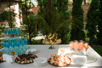 Decorated plate with fork and spoon. wedding Table restaurant
