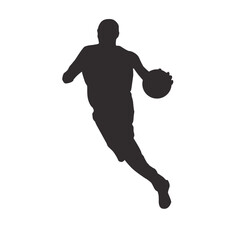 silhouettes of people playing basketball