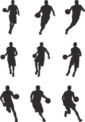 silhouette of people playing basketball