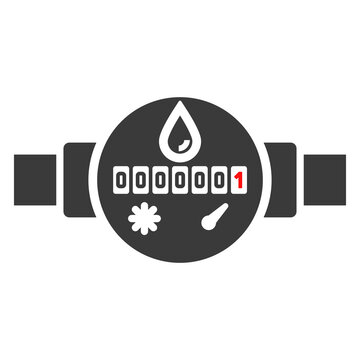Water meter glyph icon isolated on white background.Vector illustration.