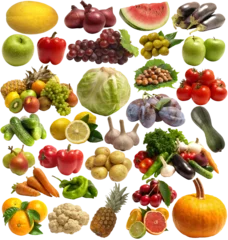 Gordijnen Fruit and vegetables on a white isolated background © valeriy555