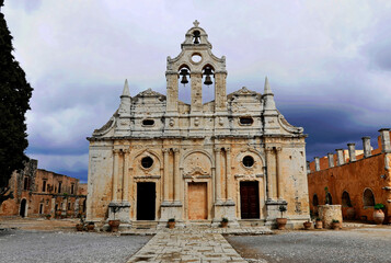 Fototapeta na wymiar Klosterkirche, Arkadi Kloster, Moni Arkadi, Nationaldenkmal, Kreta, Griechenland, Europa