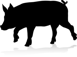 Pig Silhouette Farm Animal