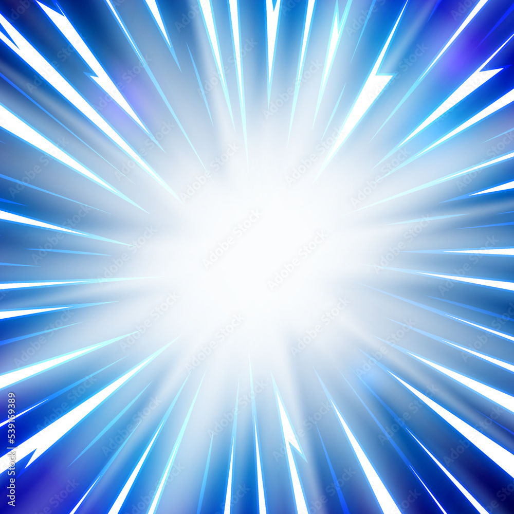 Aufkleber vector explosion background with electric thunderbolt in anime style. abstract lighting of ray and b