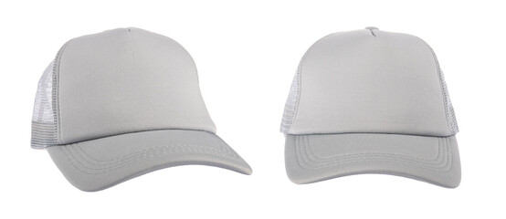 Grey baseball cap isolated without shadow  white background