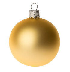 Yellow Christmas ball isolated on white without shadow clipping path
