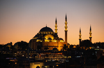 Illuminated Ayia Sofia in the evening 