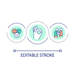 Safe emotions expression loop concept icon. Psychological support. Acceptance of feelings abstract idea thin line illustration. Isolated outline drawing. Editable stroke. Arial font used
