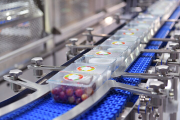 Food products boxs transfer on Automated conveyor systems industrial automation for package	