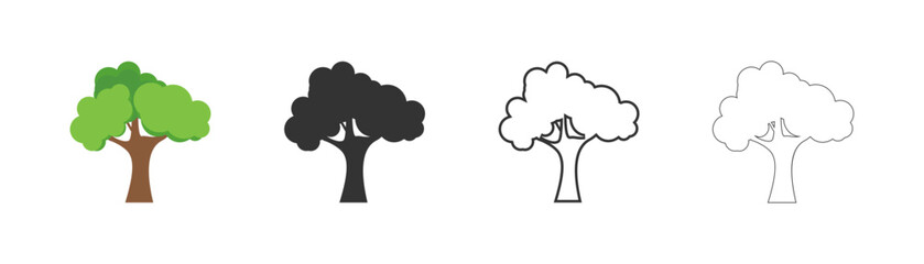 Flat tree icon. Vector Illustration