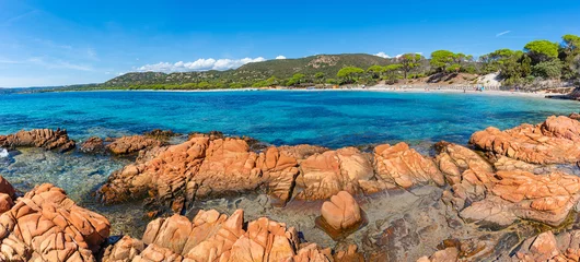 Deurstickers Palombaggia strand, Corsica Palombaggiastrand op het eiland van Corsica, Frankrijk