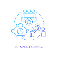 Retained earnings blue gradient concept icon. Company reserves. Source of long term financing abstract idea thin line illustration. Isolated outline drawing. Myriad Pro-Bold font used