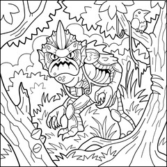 scary swamp monster, coloring book, outline illustration