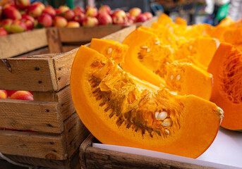 Pumpkin Cut Texture Background, Squash Farm, Orange Autumn Pumpkins Harvest