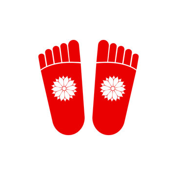 Lord Laxmis vector icon. Lakshami's footprint with kamal pushpa.
