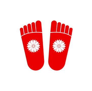 Lord Laxmis vector icon. Lakshami's footprint with kamal pushpa.