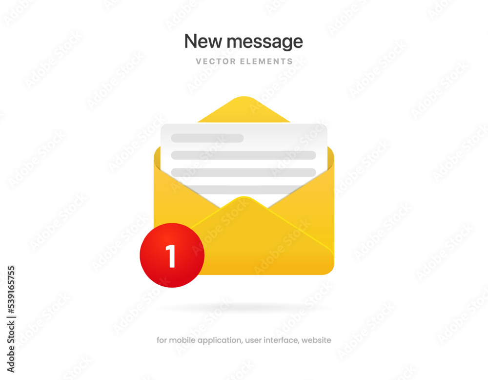Aufkleber new message notification concept on realistic smartphone mockup. new email pop up. incoming, open me