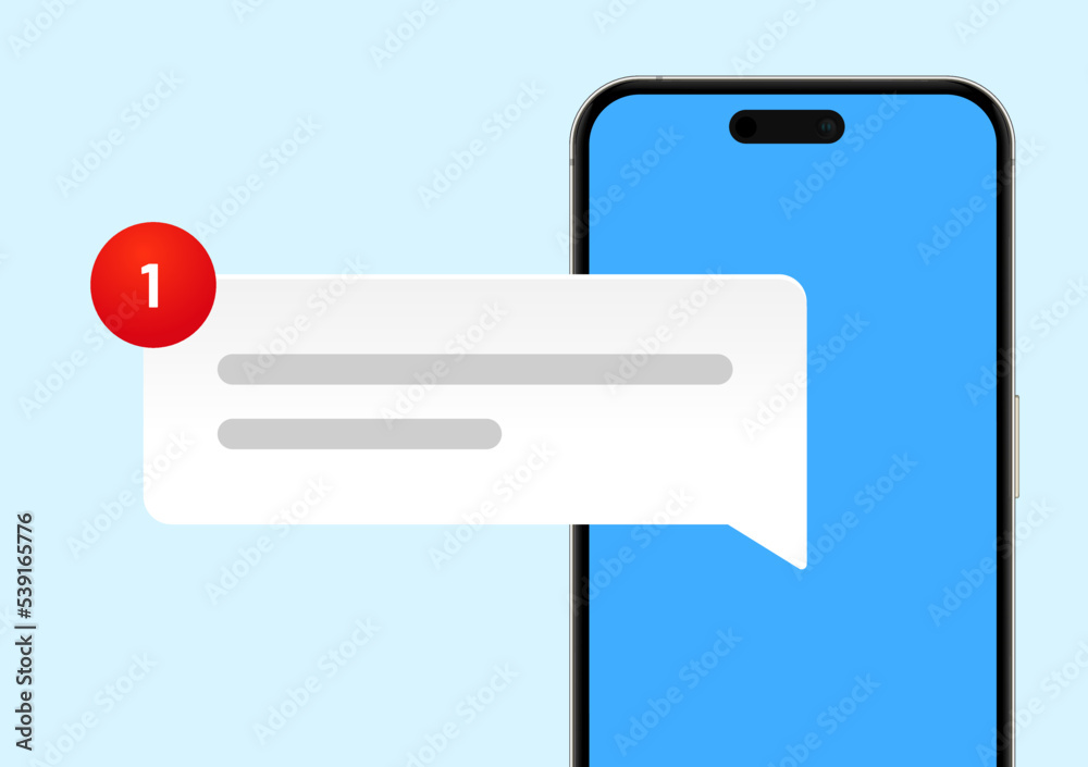Aufkleber new message notification concept on realistic smartphone mockup. new email pop up. incoming, open me