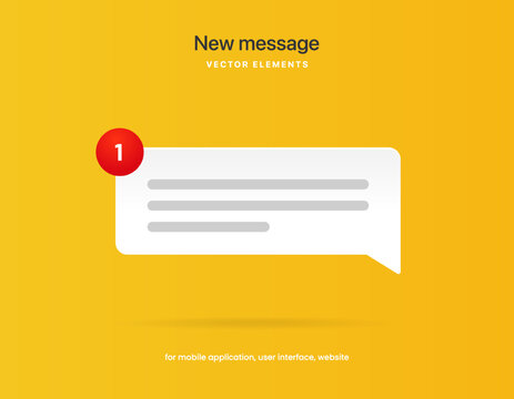 New message notification concept on realistic smartphone mockup. New email pop up. Incoming, open messaging. Chatting, mail, post, letter symbol, sign, emblem with new notification for UI UX website